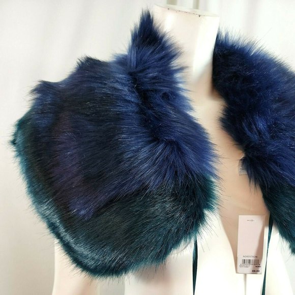 BP Navy Blue Faux Fur Scarf - Picture 4 of 7